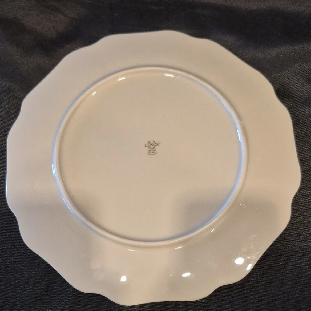 Lenox Holiday Scalloped Serving Platter In Holly and Berry Motif
